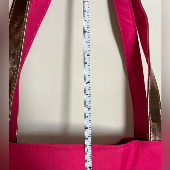 Lancôme Bright Pink Tote, Colorful Macaroon Lining, Handles, Reusable - Picture 6 of 10